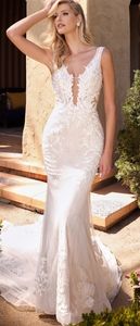 COPY - Mermaid lace long sheer side bridal gown wedding dress